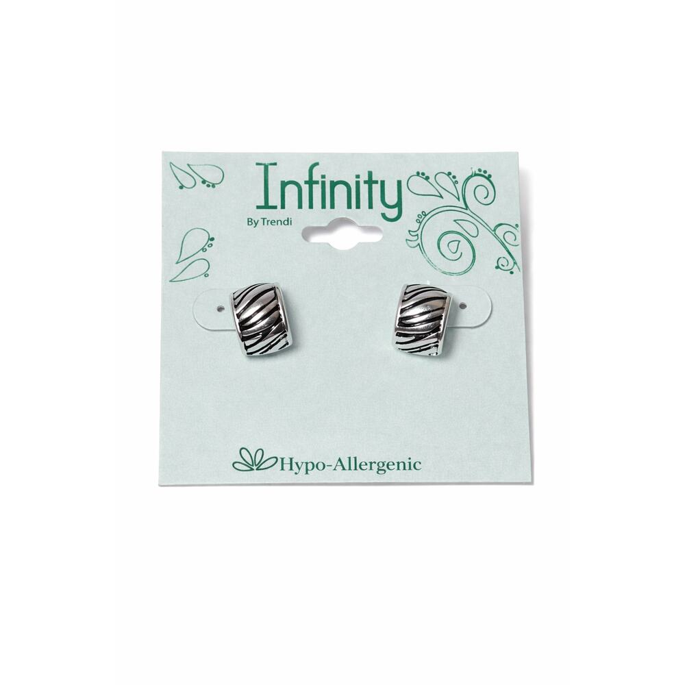Infinity by Trendi Silver Textured Stud Earrings | Modern Classic